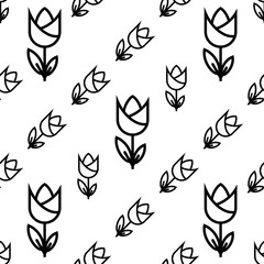 Tulip Icon Seamless Pattern, Flower Icon