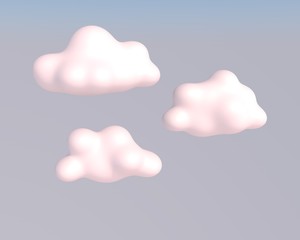 3d illustration of cartoon clouds