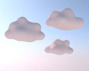 3d illustration of cartoon clouds