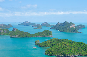 Ang Thong National Marine Park islands. Sleeping Cow Island, Three Pillars Island, Ko Wua, Talap Buaboke Cave, Ko Paluay. Thailand