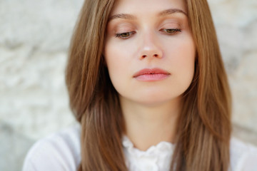 Fototapeta premium Beautiful woman. Portrait of a young beautiful woman. 