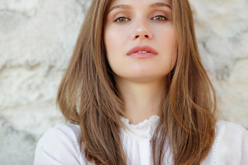 Fototapeta premium Beautiful woman. Portrait of a young beautiful woman. 