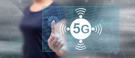 Woman touching a 5g concept