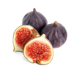 Tasty fresh fig fruits on white background