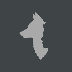 Profile of a man and a wolf