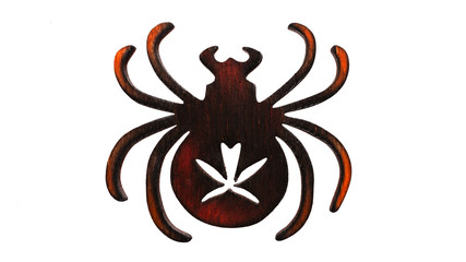 Handmade Halloween spider - one of the Halloween symbol., flat image plywood,  isolated on white
