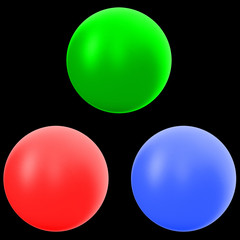 3d RGB metallic spheres in studio environment