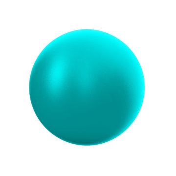 3d cyan metallic sphere in studio environment,   on white background 3d illustration