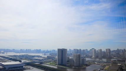 Fototapeta na wymiar Beautiful View of Tokyo Bay and Cityscape with Copyspace