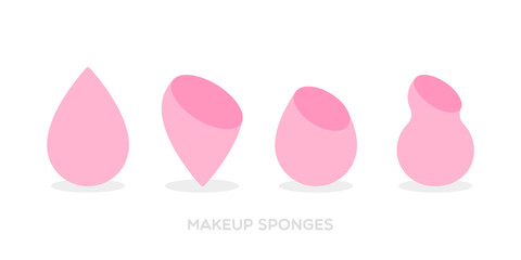 Makeup sponges. Icon set: several types of sponges. Vector illustration, flat design