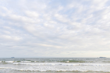 Empty beach and tropical sea with beautiful sky background.