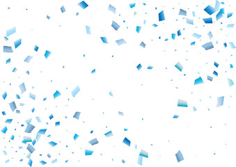 Festive blue rectangle confetti background. Abstract frame confetti texture for holiday, postcard, poster, website, carnival, birthday, children's parties. Cover confetti mock-up. Wedding card layout