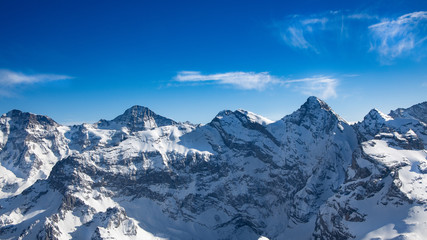Panorama of Titlis mountain in summer, Switzerland,European Alps in sunny day
