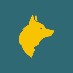 Profile of a man and a wolf