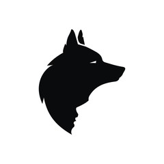 Profile of a man and a wolf