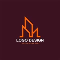 Architectural logo design vector. Real estate line logo design. Outline home abstract illustration symbol.