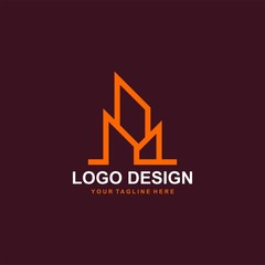 Architectural logo design vector. Real estate line logo design. Outline home abstract illustration symbol.