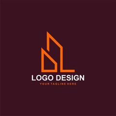 Architectural logo design vector. Real estate line logo design. Outline home abstract illustration symbol.