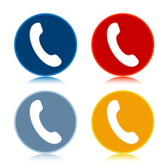 Phone icon trendy flat round buttons set illustration design
