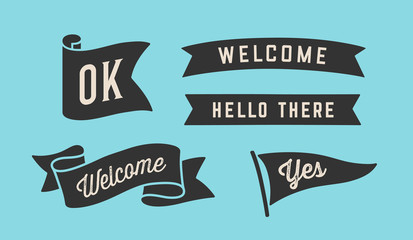 Ribbon Banner. Set of black ribbon banner with text, phrase