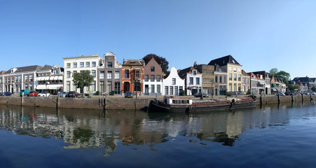 Fototapeta na wymiar City canal panorama of Zwolle