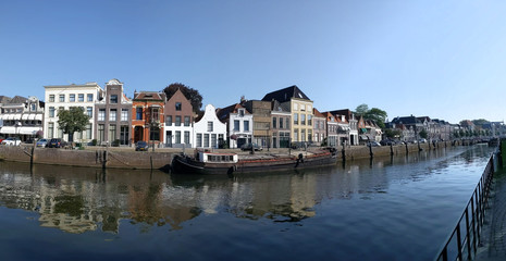 Fototapeta na wymiar City canal panorama of Zwolle