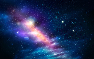 Night sky with colorful stars. Abstract sky background.