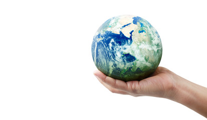 Globe ,earth in human hand. Earth image provided by Nasa