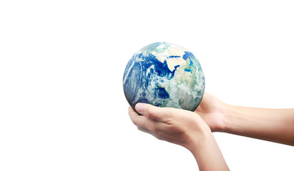 Globe ,earth in human hand. Earth image provided by Nasa