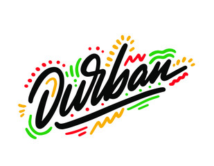 Durban city text design on background for typographic logo icon design