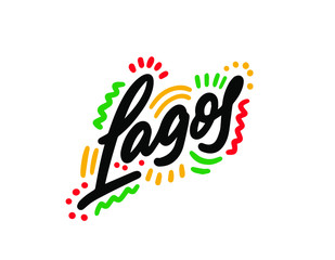 Labos city text design on background for typographic logo icon design