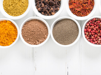 Various spices selection. Isolated on white background