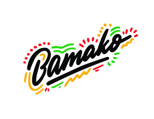 Bamako Creative Text Handwritten Design Vector Illustration.