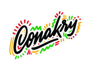 Obraz premium Conakry city text design on background for typographic logo icon design