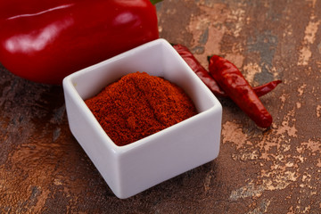 Paprika powder in the bowl