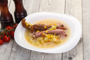 Peas soup with ribs