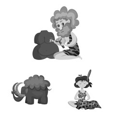 Vector illustration of survival and history sign. Collection of survival and prehistory stock vector illustration.