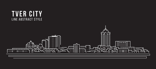 Cityscape Building Line art Vector Illustration design - Tver city