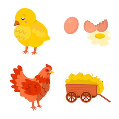 Isolated object of farm and poultry logo. Set of farm and agriculture stock symbol for web.