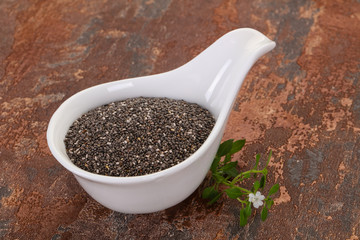 Dietary Chia seeds in the bowl
