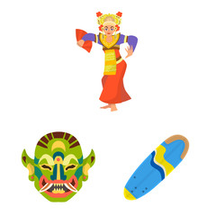 Vector illustration of bali and indonesia sign. Collection of bali and caribbean stock symbol for web.