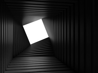 Abstract dark twisted 3d tunnel interior