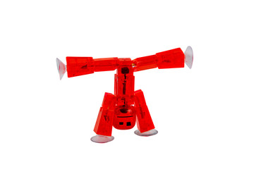 red plastic man on a white background
