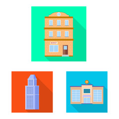 Isolated object of municipal and center icon. Collection of municipal and estate stock symbol for web.