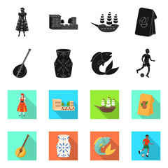 Vector illustration of and historic sign. Collection of and country stock vector illustration.