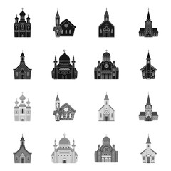 Fototapeta premium Vector design of cult and temple logo. Collection of cult and parish vector icon for stock.