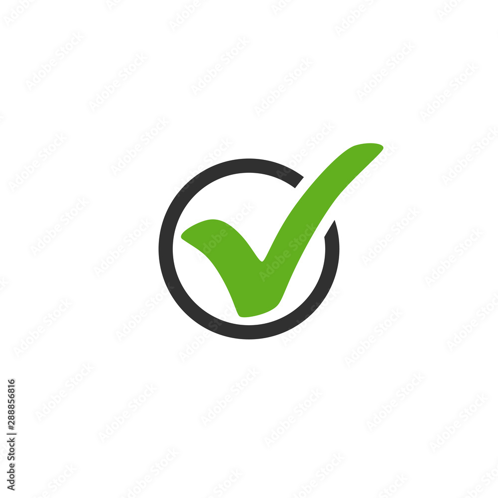 Poster check mark vector icon. check mark in circle. check mark green icon isolated on white background