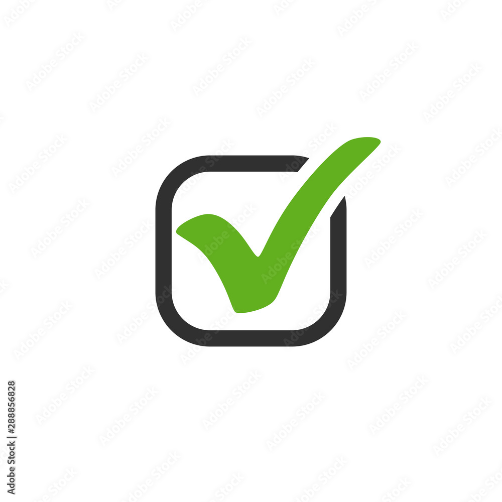Poster check mark vector icon. check mark green in square. check mark icon isolated on white background