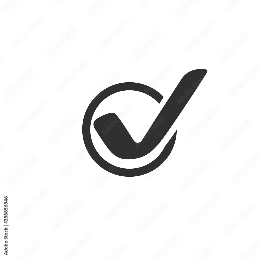 Poster check mark vector icon. check mark black in circle. check mark icon isolated on white background