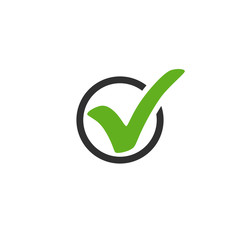 Check mark vector icon. Check mark in circle. Check mark green icon isolated on white background